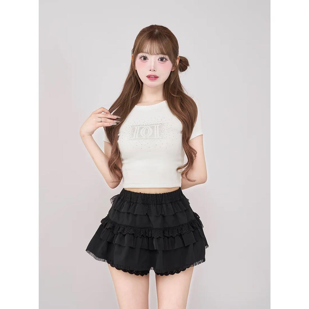 新品タグ付 ホワイト ダーリッチ シャイニーDDロゴコンパクトTシャツ フリー