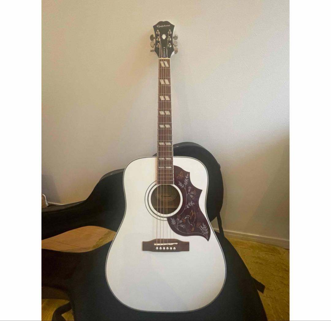 【限定カラー】Epiphone ハミングバード　エレアコ　ホワイト