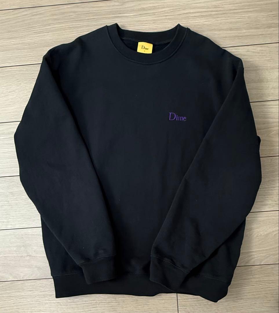 Dime ブラック クルーネックスウェット　L