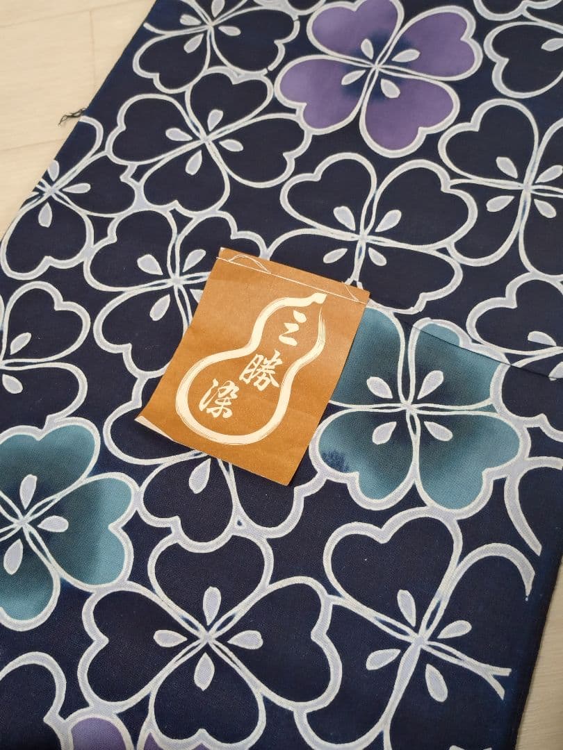 saki★247R三勝染浴衣浴衣反物注染夏祭りクローバー長さ13m40cm