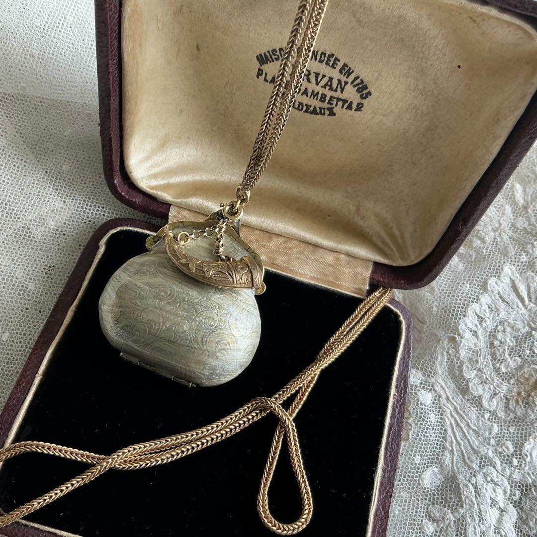 ♡レア♡　フランスアンティーク　ペンダント　ミニチュア　小さなパース　ピルケース