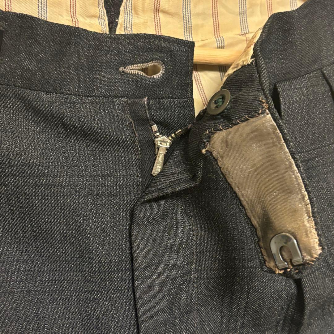 50s ヴィンテージスラックス ダークグレー チェック柄 片ツメ