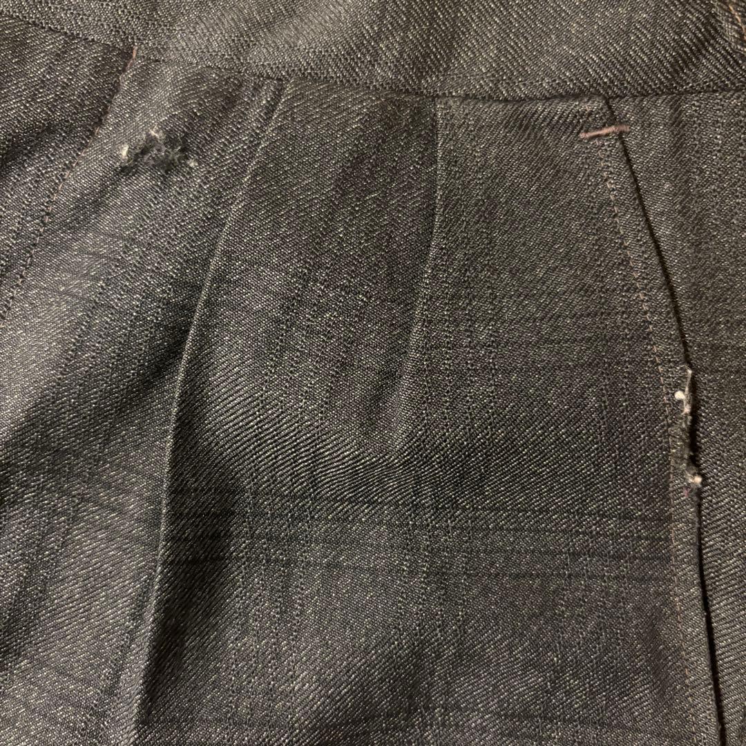 50s ヴィンテージスラックス ダークグレー チェック柄 片ツメ