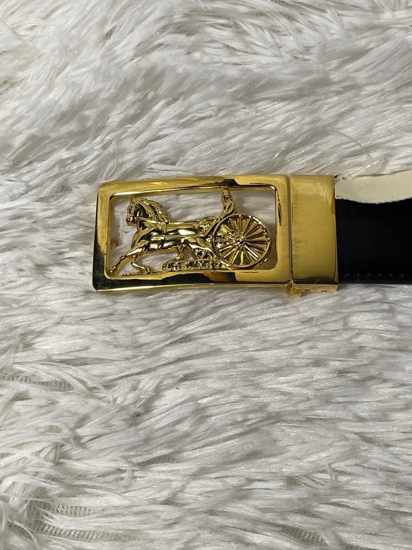 美品　CELINE セリーヌ 馬車 バックル レザーベルト 黒 イタリア製