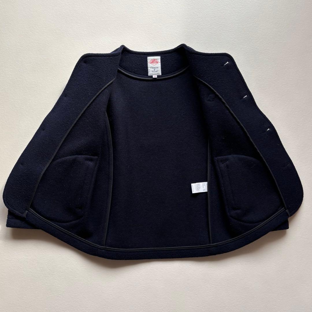 ダントン ウールモッサ ノーカラージャケット　紺
