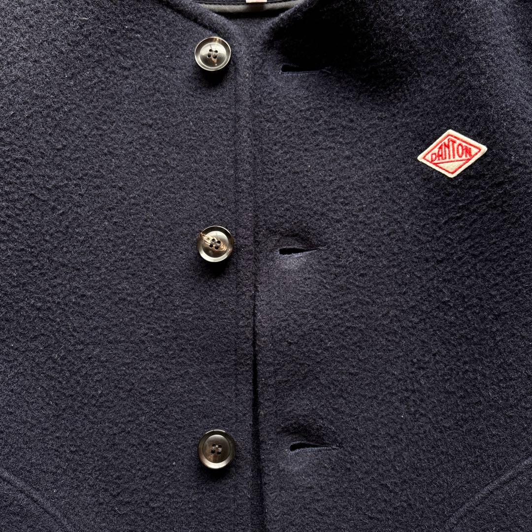 ダントン ウールモッサ ノーカラージャケット　紺