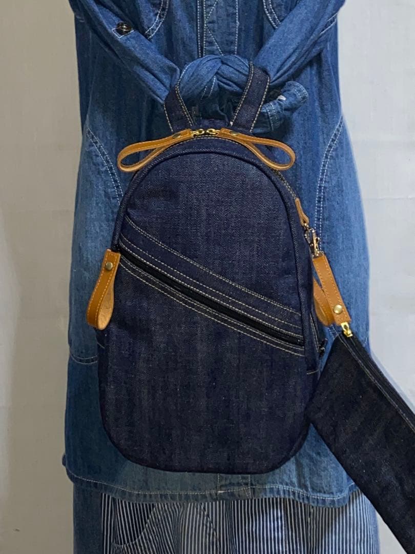 男女兼用☆岡山デニム☆リュック対応☆ワンショルダー☆ポーチ付き