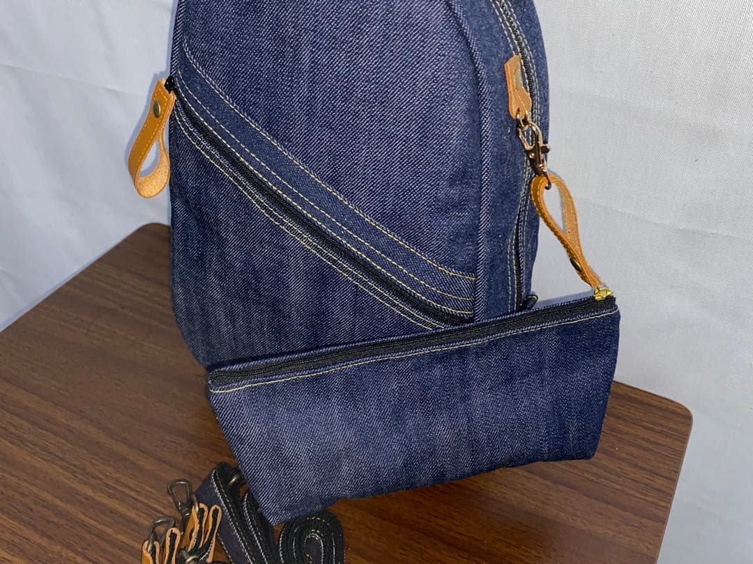 男女兼用☆岡山デニム☆リュック対応☆ワンショルダー☆ポーチ付き