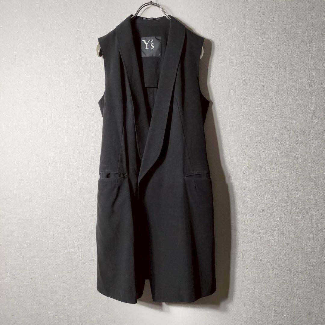 ワイズ Y's ヨウジヤマモト ロングジレ ベスト ポリエステル ノースリーブ黒