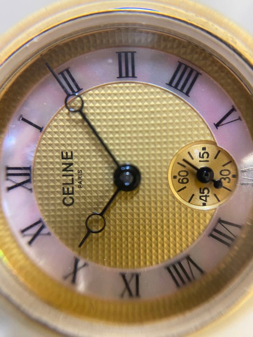 CELINE ネイビー レザー アナログ時計