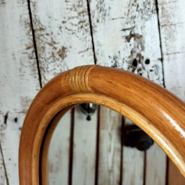 80s ヴィンテージ BLUASTRA ラタン フレーム スタンド ミラー 姿見