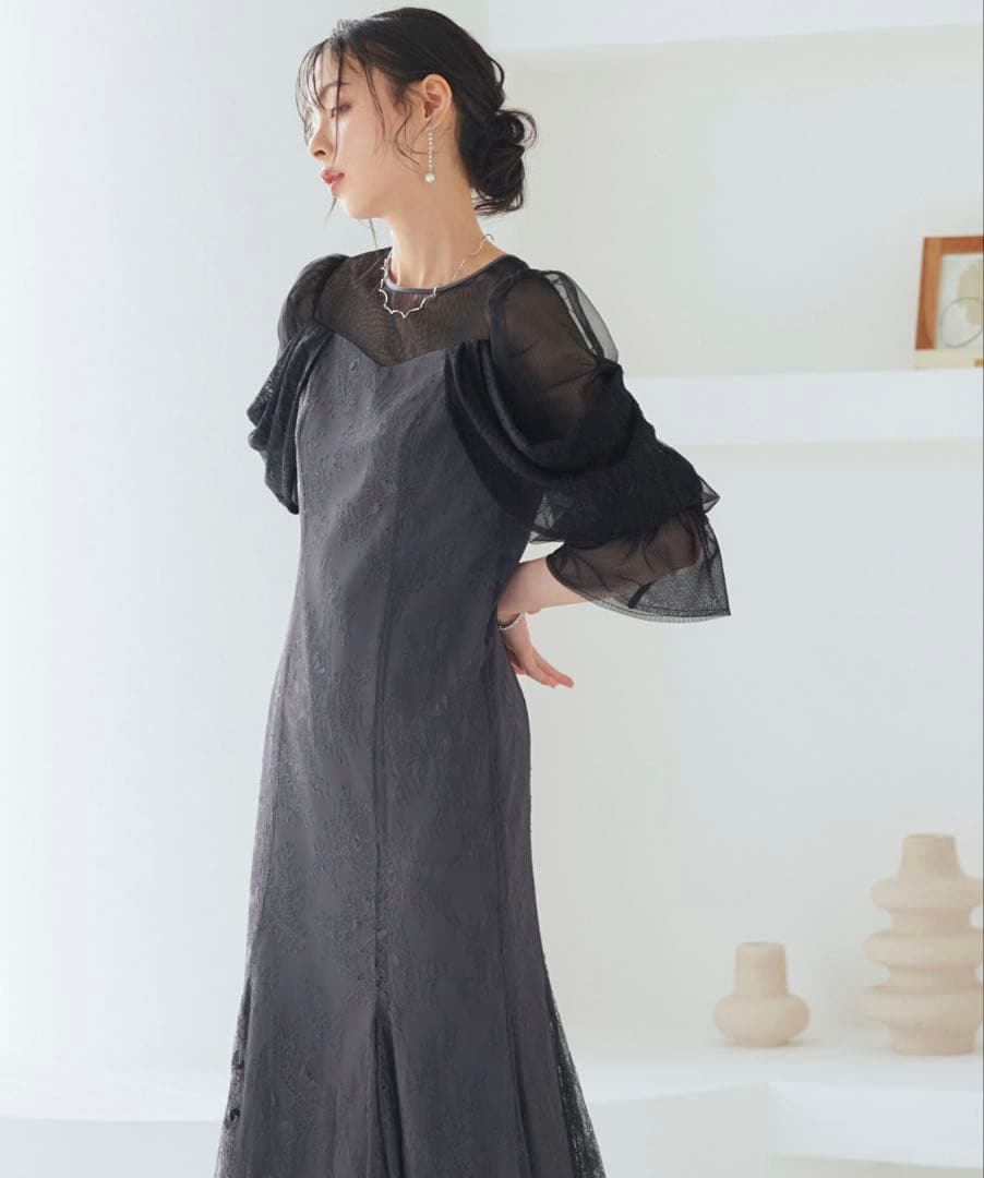 RUIRUE BOUTIQUE レースオフショルマーメイドフレアワンピースドレス