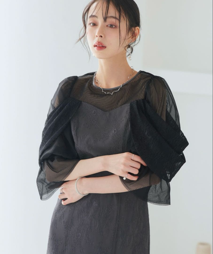 RUIRUE BOUTIQUE レースオフショルマーメイドフレアワンピースドレス