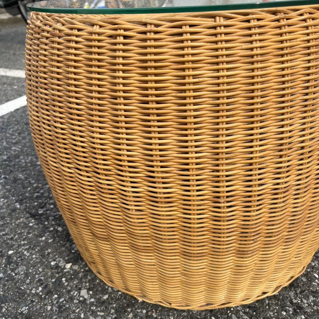 ナチュラル 美品 籐ラタン製 ラウンドスツール　ハギハラ　hagihara