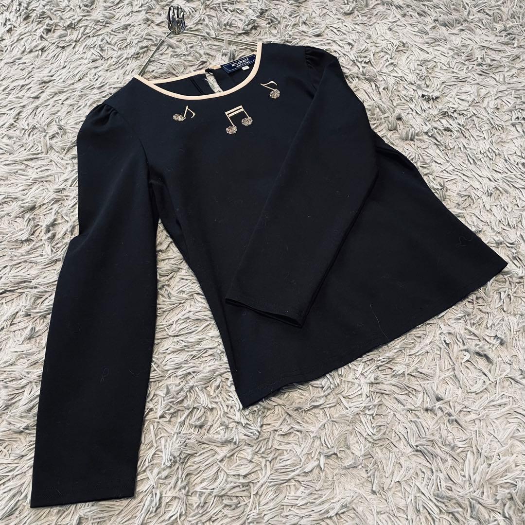 M'S GRACY エムズグレーシー　ビジュースパンコール音符　カットソー　黒