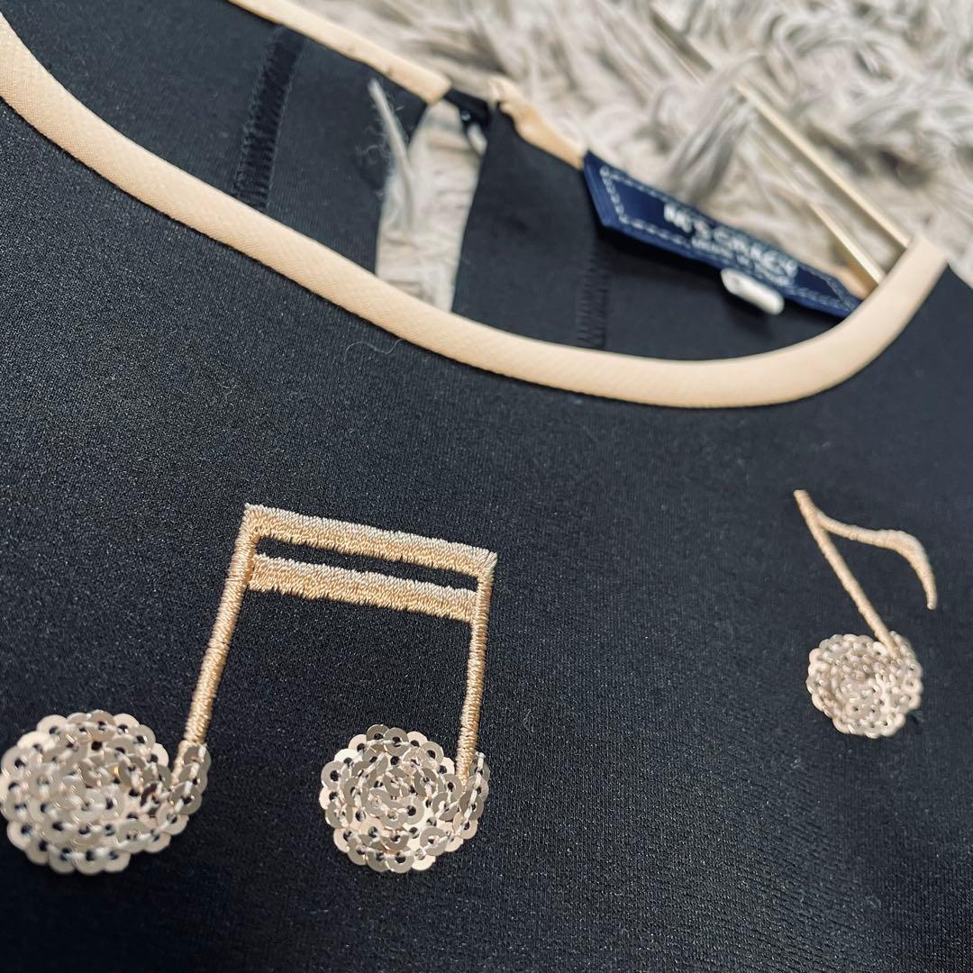 M'S GRACY エムズグレーシー　ビジュースパンコール音符　カットソー　黒