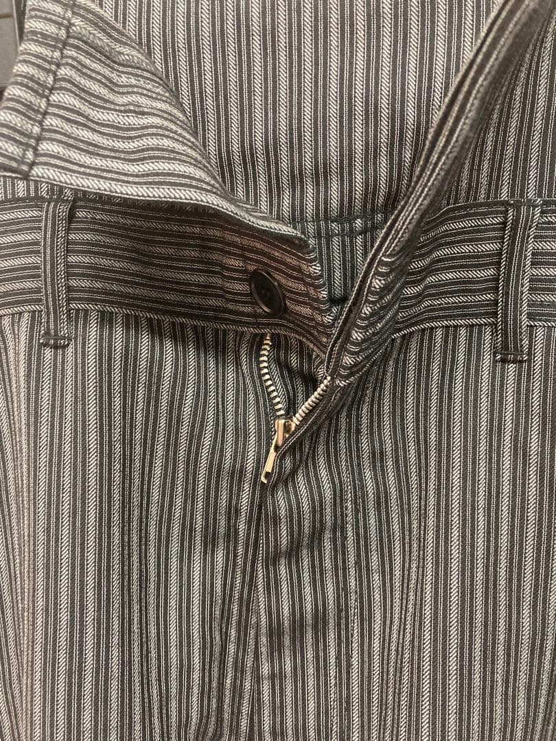 コムデギャルソンオムプリュス　ストライプデザイン　ハイウェストワークパンツ