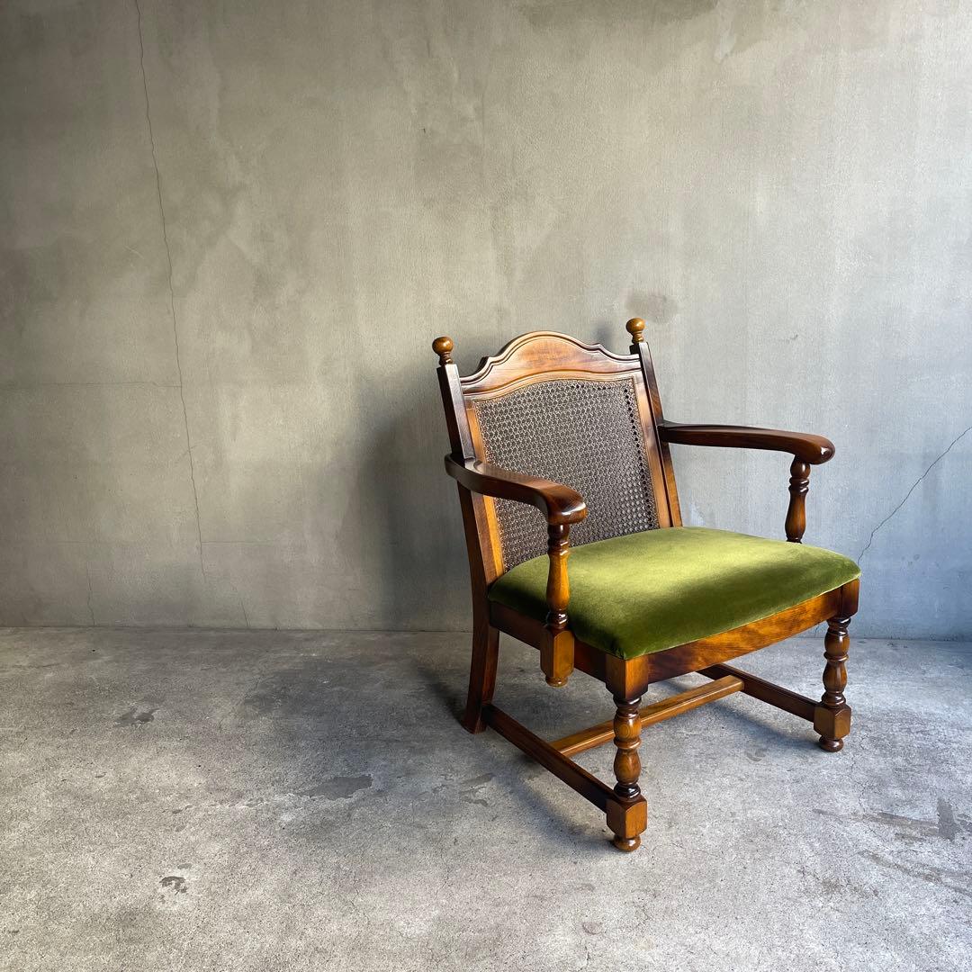 karimoku カリモク　コロニアル モケットグリーン アームチェア