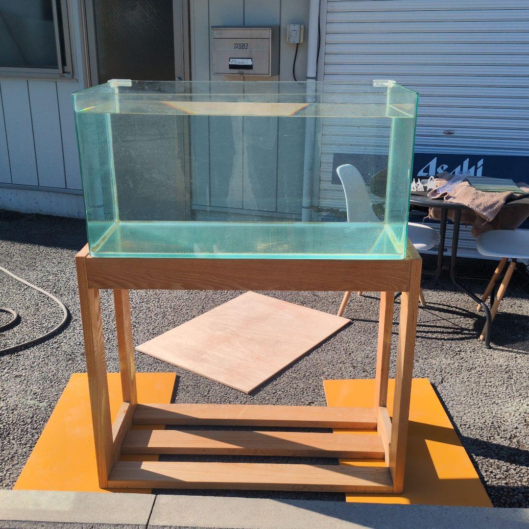 はくめいコトブキガラス水槽90cm水槽、マーフィード水槽台