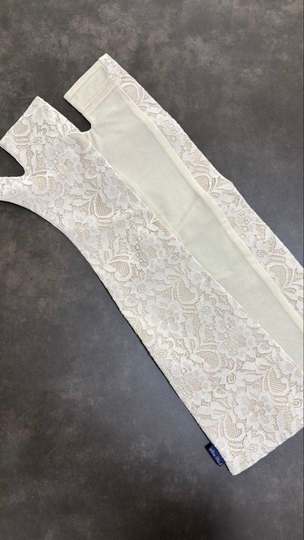 ロング アームカバー (メッシュ) レース接触冷感生地 【Rose Blanc】