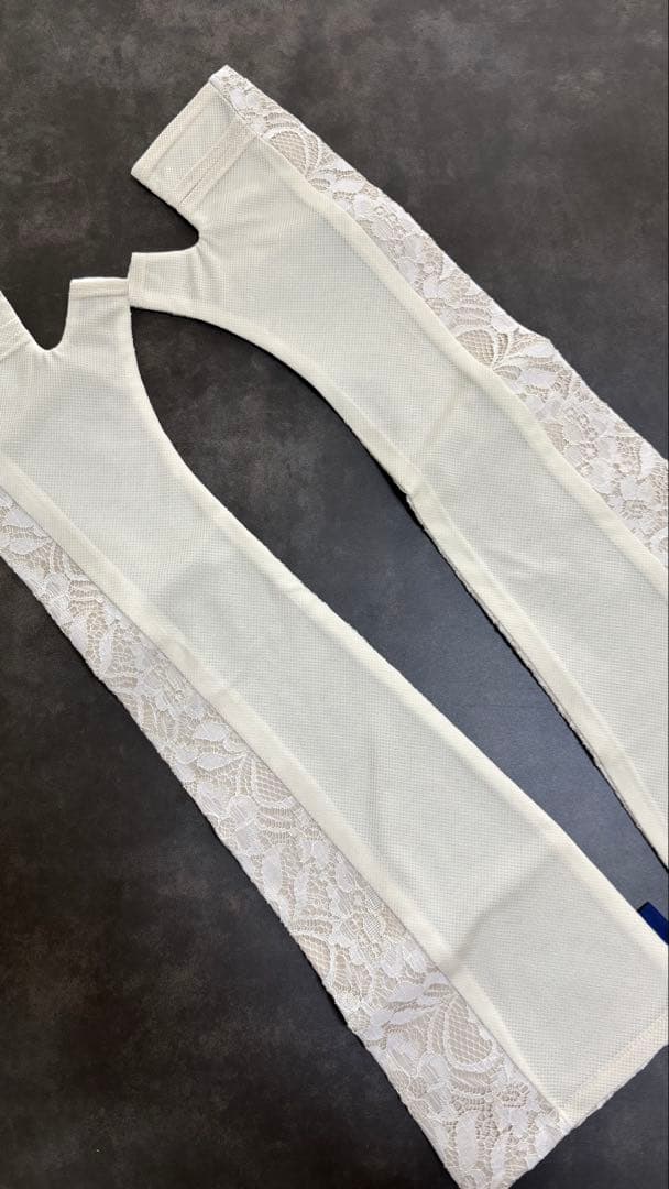 ロング アームカバー (メッシュ) レース接触冷感生地 【Rose Blanc】