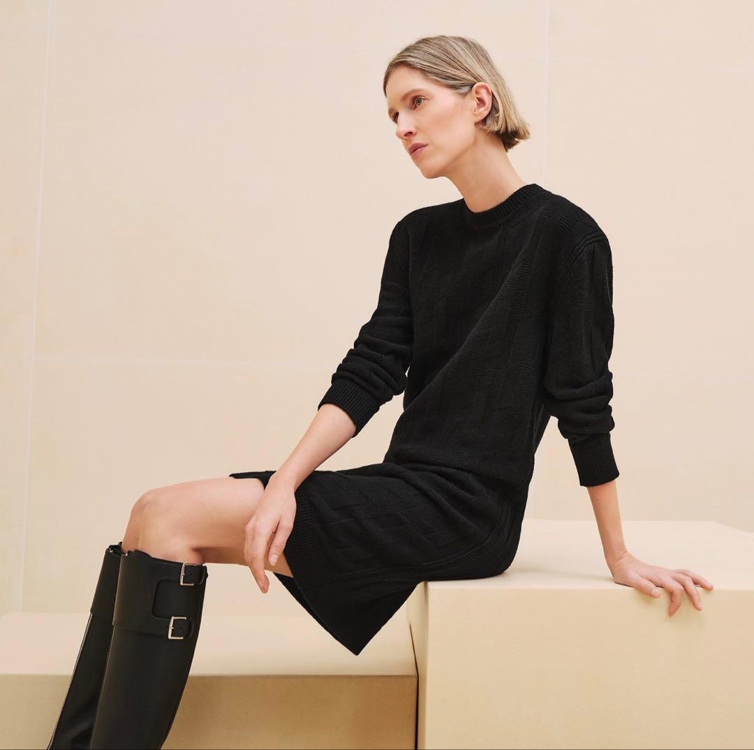 HERMES エルメス ニットワンピース 36 ブラック