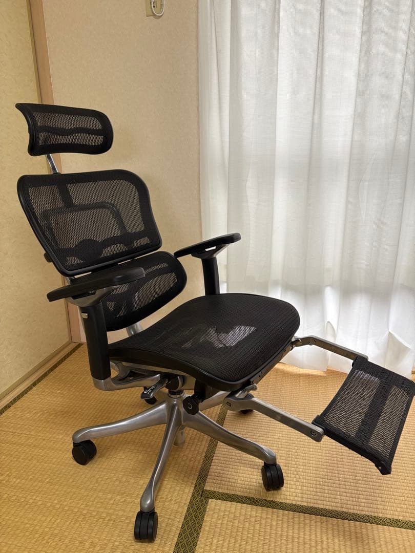 エルゴヒューマン プロ オットマン内蔵型 ヘッドレスト有り　ブラック