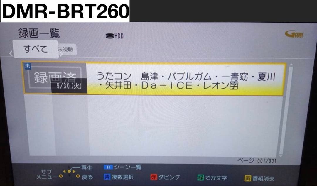 Panasonic DMR-BRT260 ブルーレイレコーダー