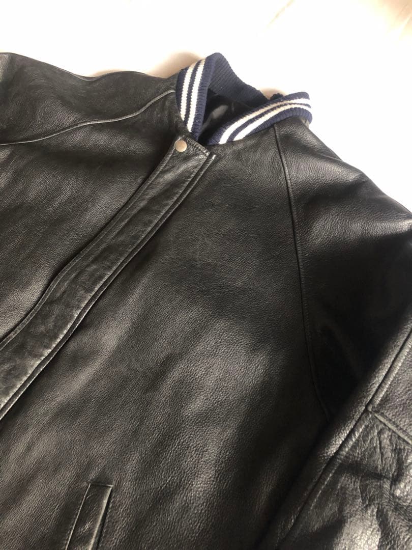 【重厚感】90s ヴィンテージ 本革スタジャン カウハイド ブラック