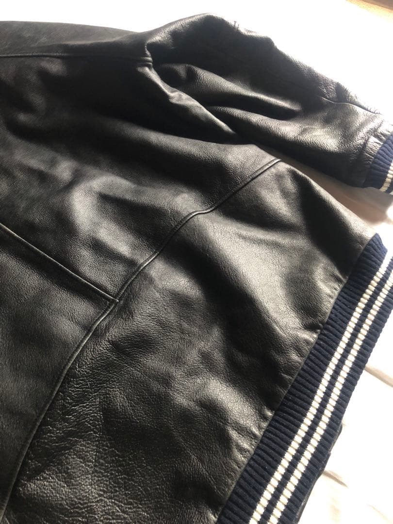 【重厚感】90s ヴィンテージ 本革スタジャン カウハイド ブラック