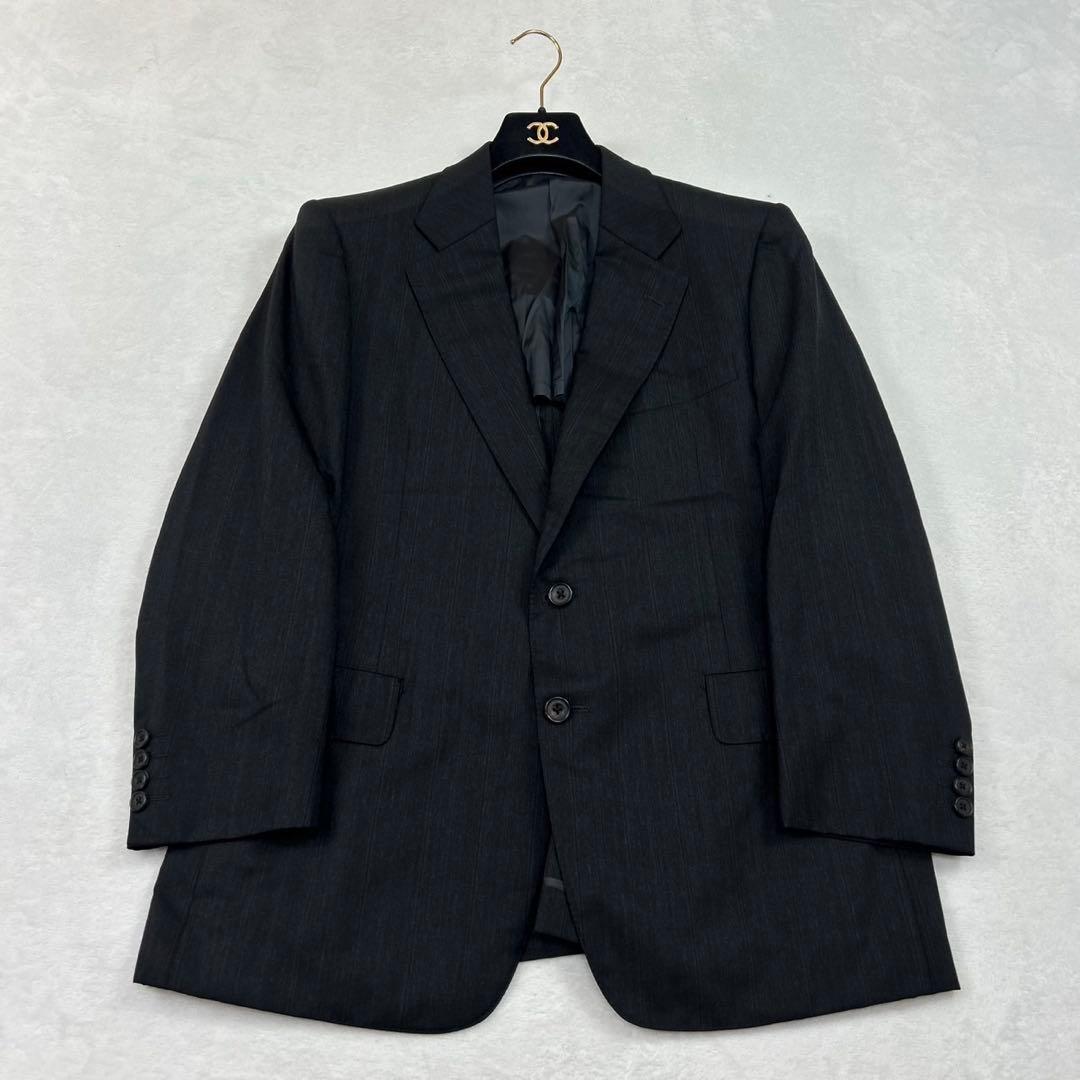 I238 M バーバリー モヘヤ混 シングル スーツ上下 ダークグレー メンズ