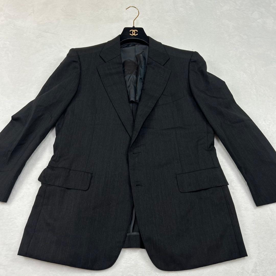 I238 M バーバリー モヘヤ混 シングル スーツ上下 ダークグレー メンズ