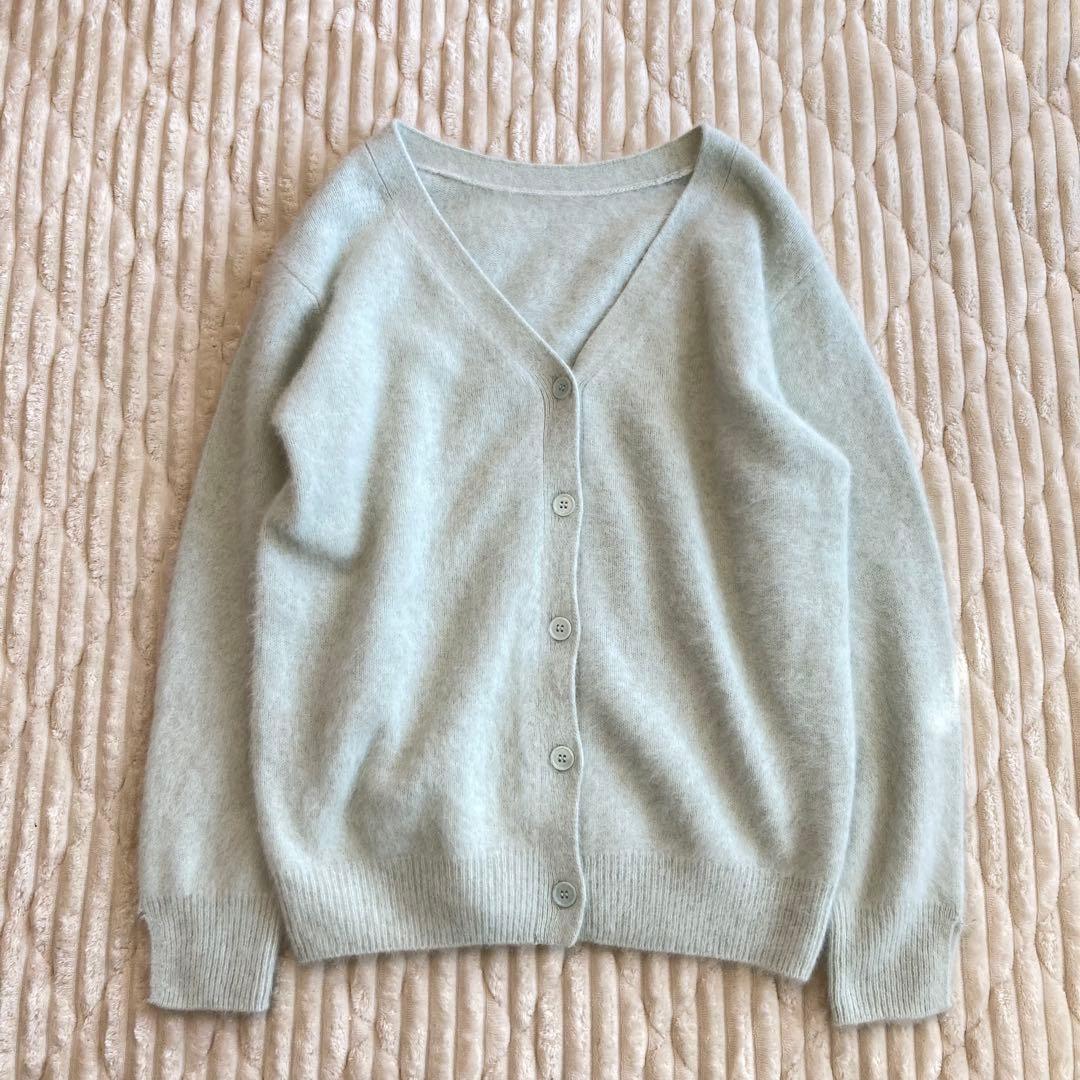 【SHENERY】美品 ファーカシミヤ3WAYニットカーディガン ミント