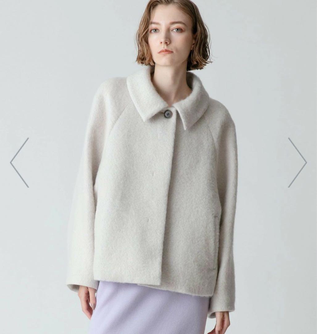 ★タグ付★アルアバイル　モヘアシャギーステンカラーショートコート