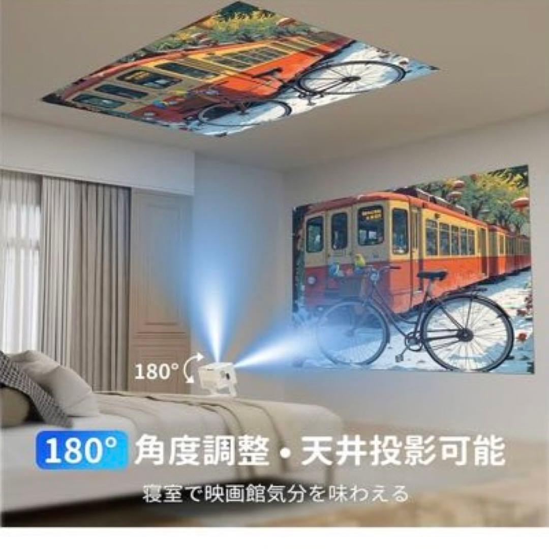 大特価‼️新型 1080P プロジェクター 家庭用 4K対応 天井投影　ホワイト