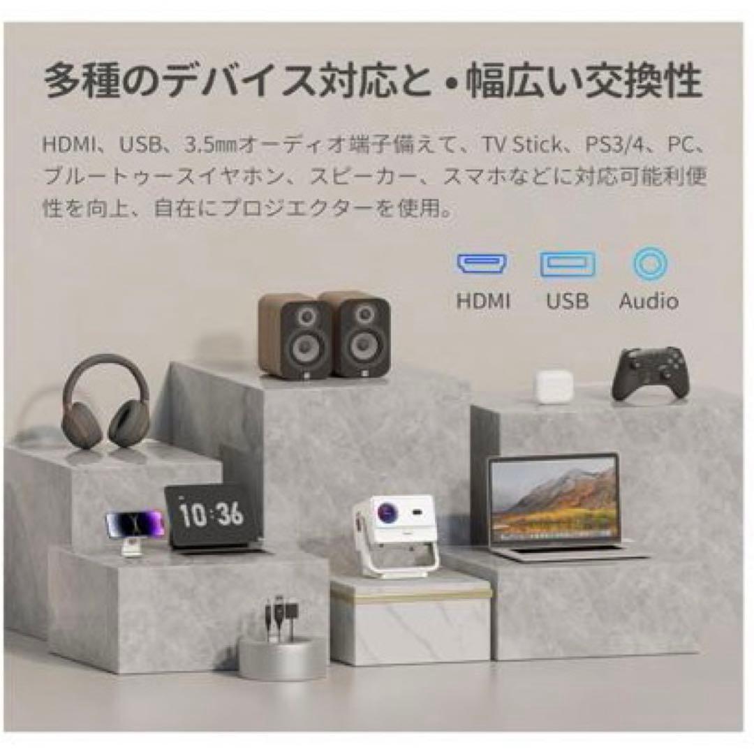 大特価‼️新型 1080P プロジェクター 家庭用 4K対応 天井投影　ホワイト