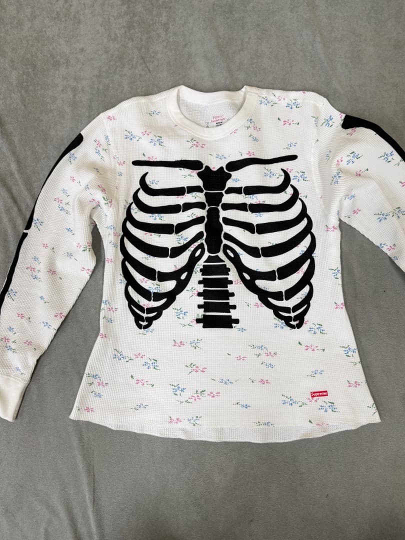 美品 Hanes 骸骨プリント 長袖Tシャツ M