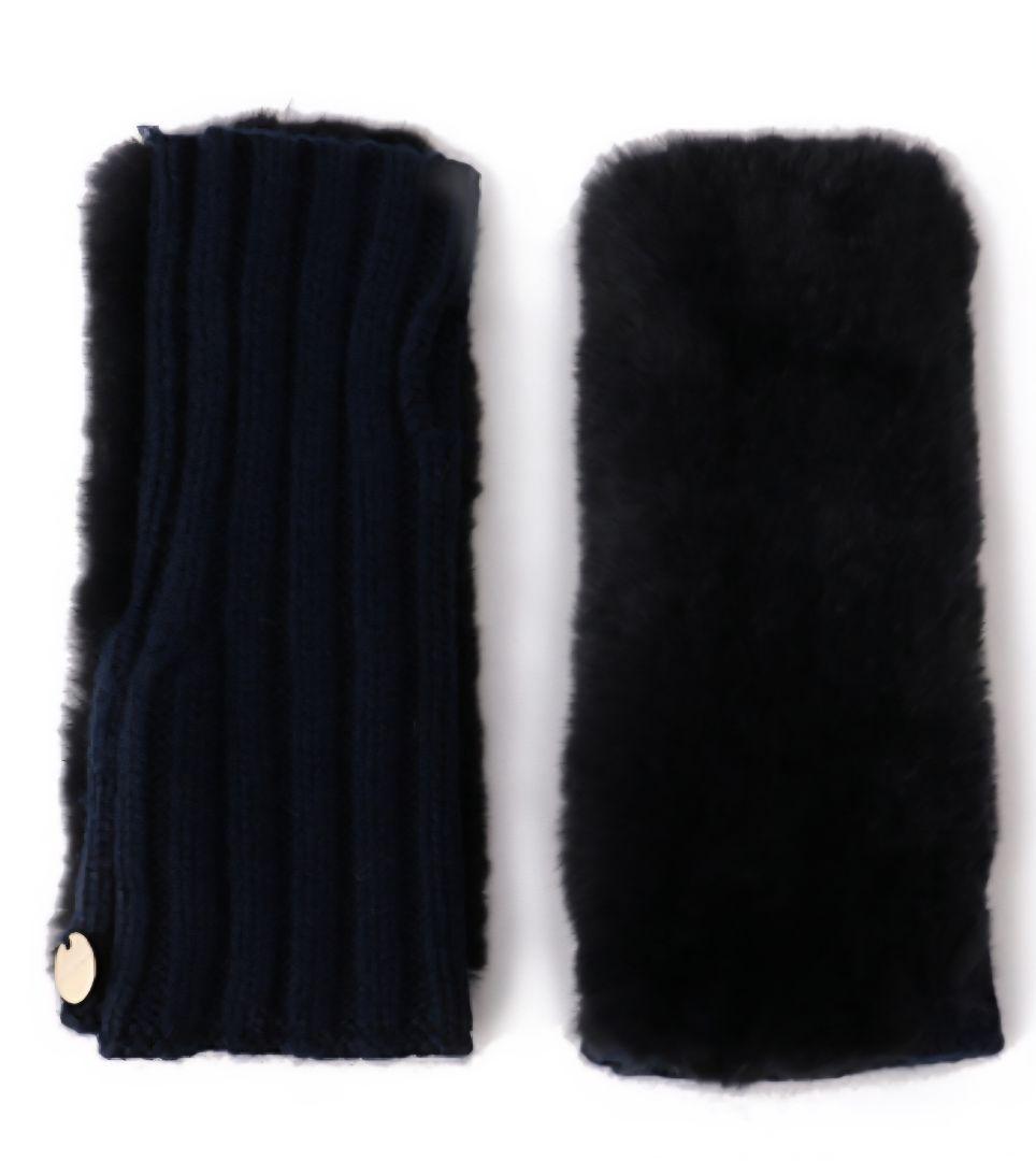 YVES SALOMON リアルレッキスファーグローブ　黒