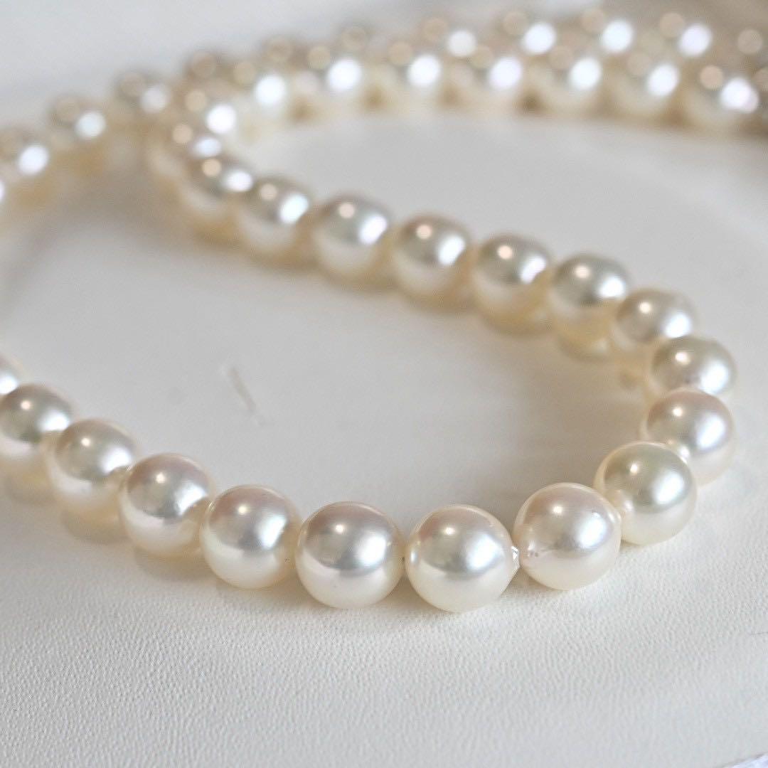 【最高峰】アコヤ　パール　大珠　ネックレス　本真珠　9ミリ　鑑別書