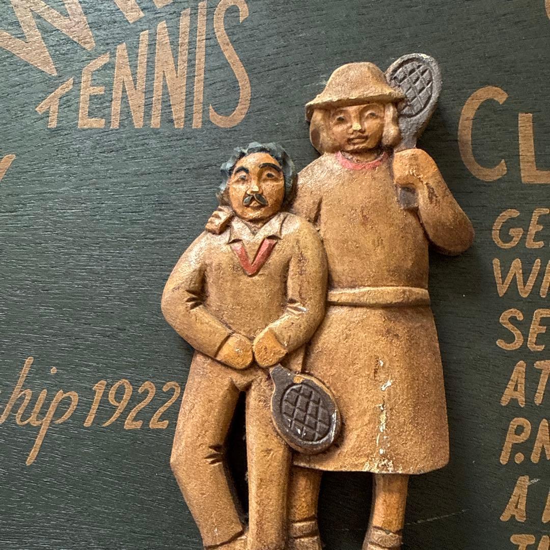 ウィンブルドン テニス 1922年 木製彫刻　アンテック　テニス大会　入手困難
