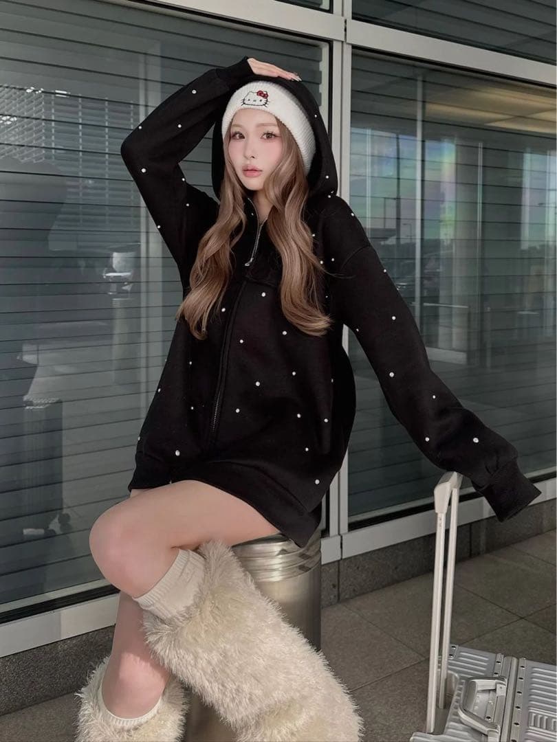 ダーリッチ DDロゴビジュージップパーカー ブラック