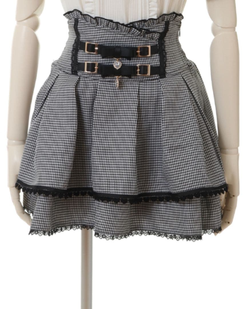 LIZLISA 2連リボンベルトスカパン　グレー