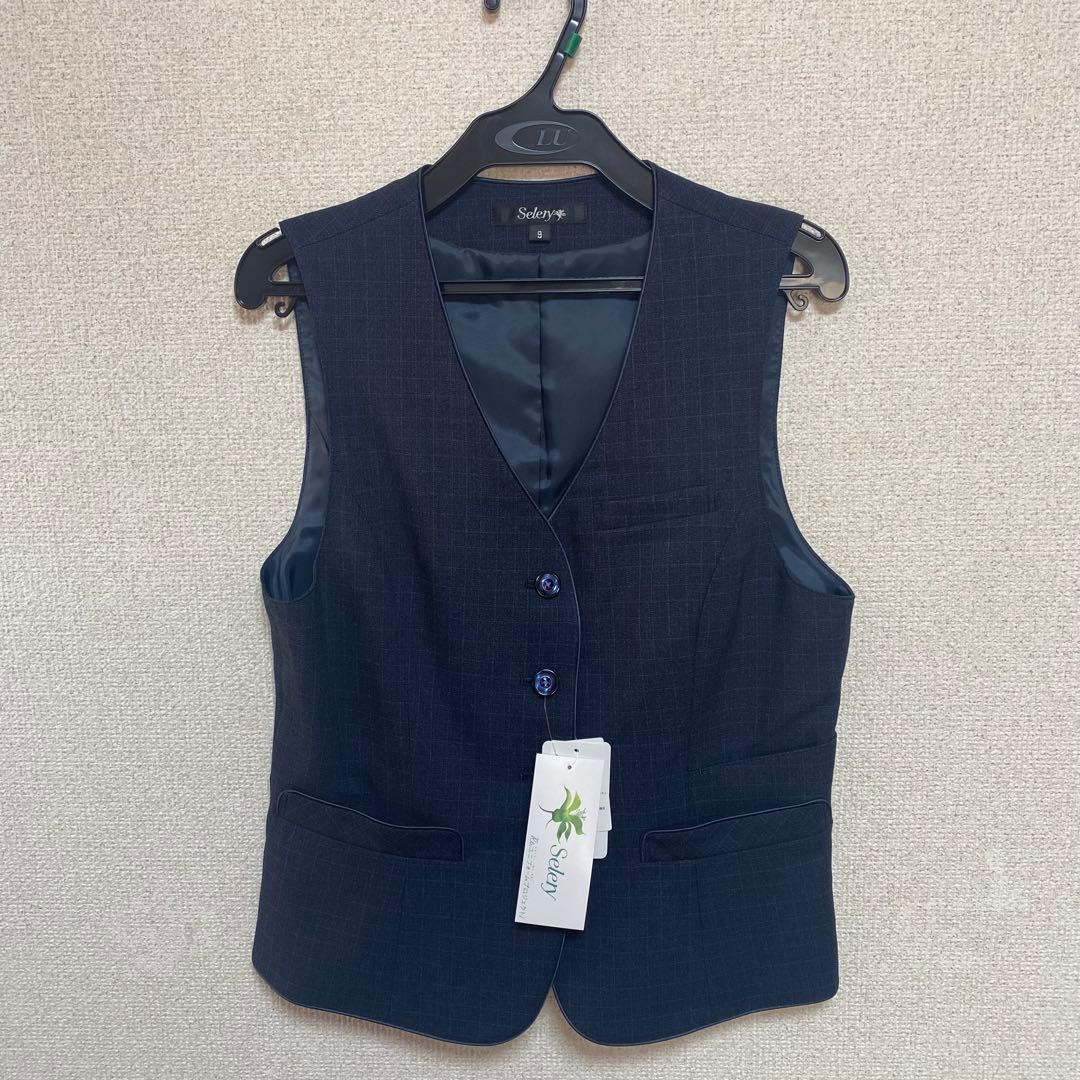 【新品タグ付き】セロリー 事務服 9号 ジャケット ベスト スカート ネイビー