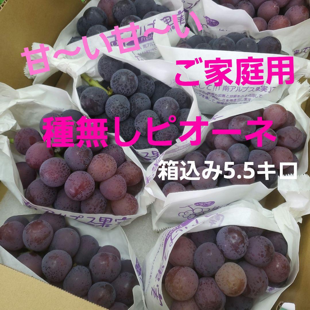 8️⃣ 山梨県産 種無しピオーネ９房 箱込み5.5キロ