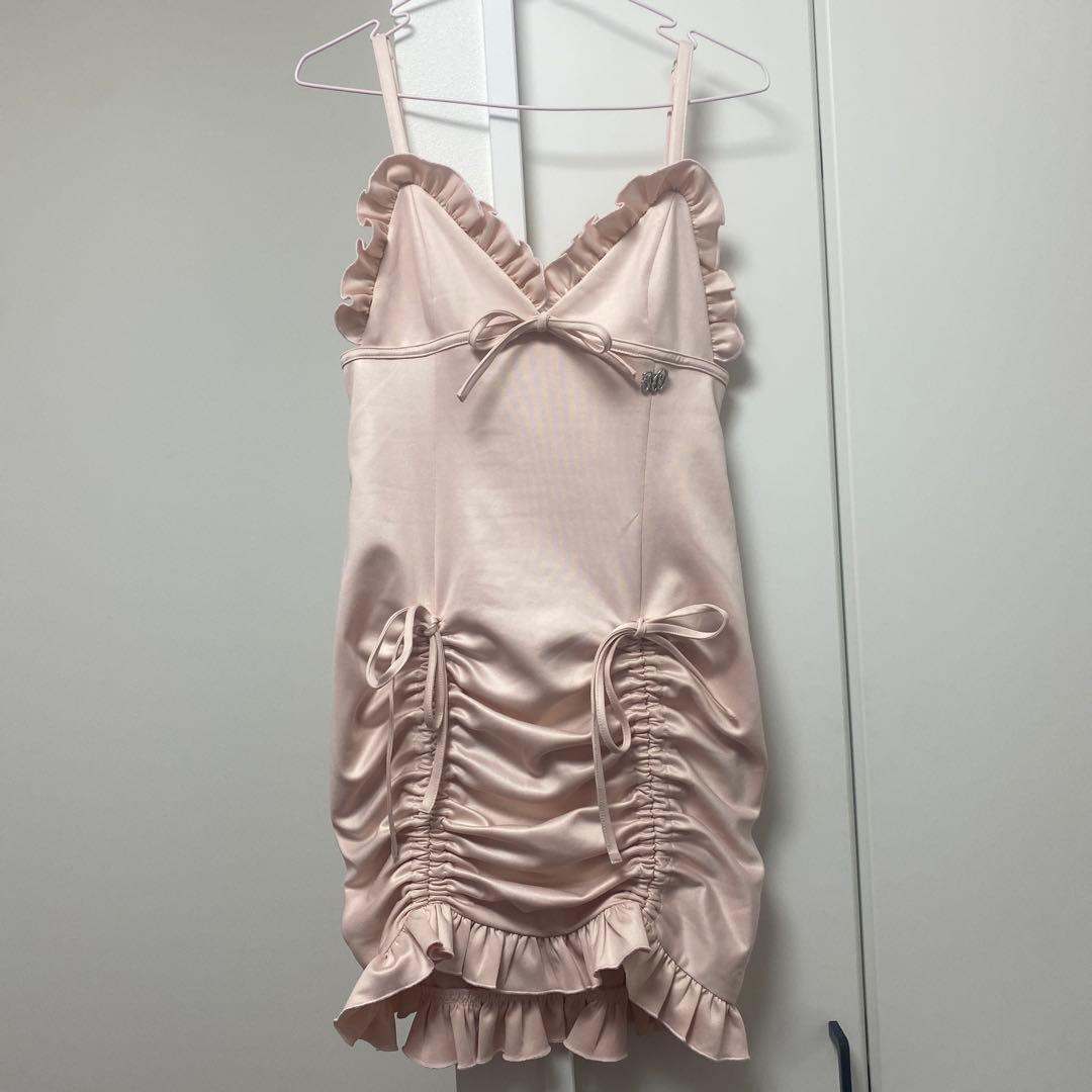 ハニーミュウ honeymew フリルギャザーレザー風キャミワンピ