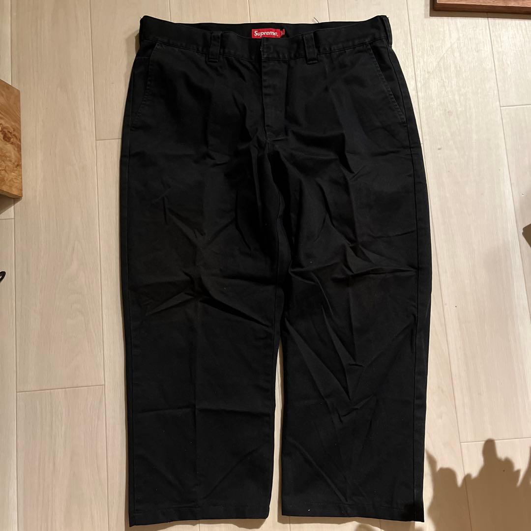 Supreme ブラック チノパン　w36
