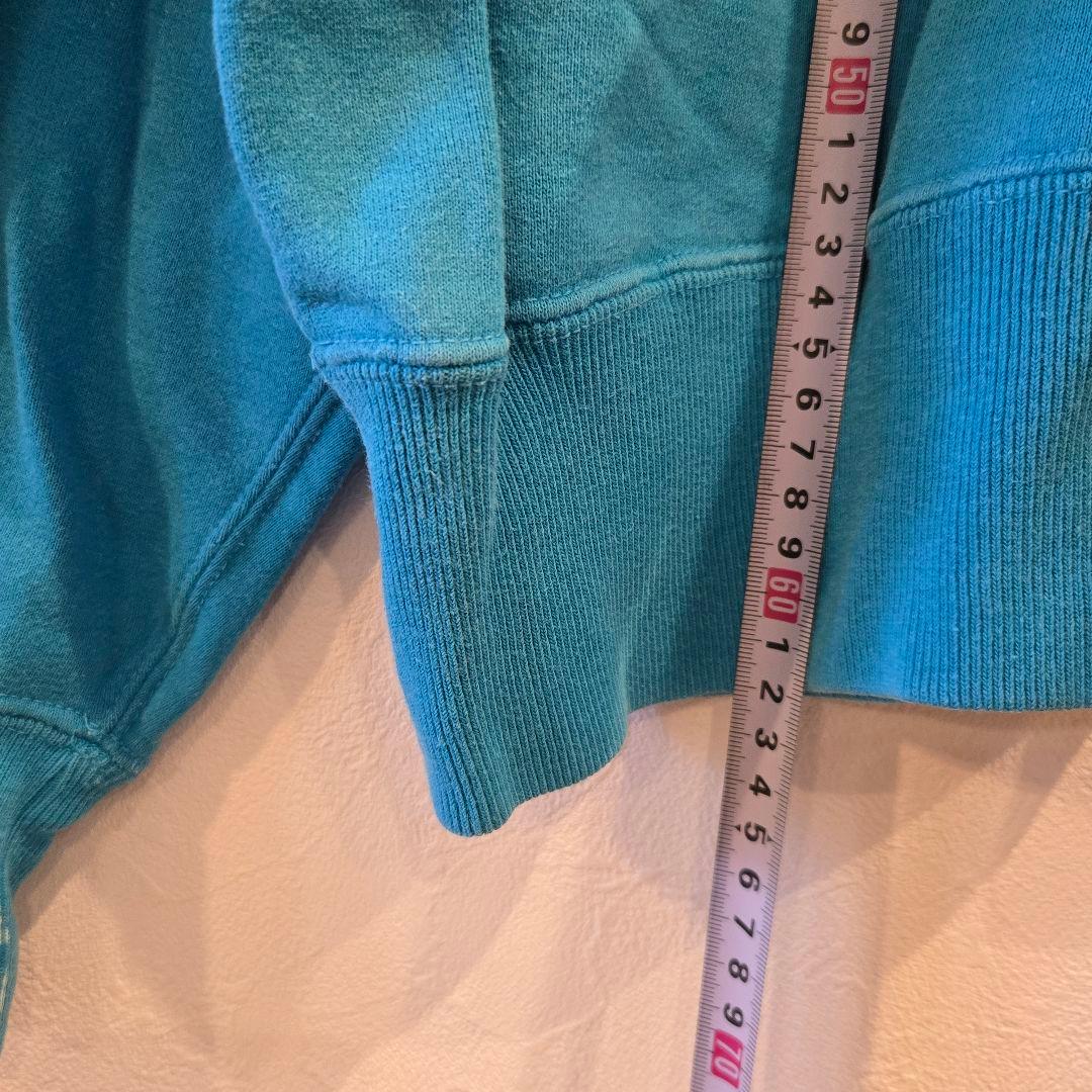 USA製　90s チャンピオン リバースウィーブ 　刺繍タグ 　ターコイズブルー