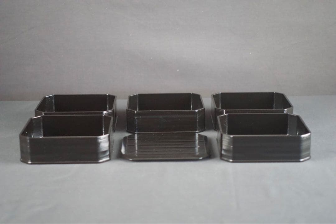 漆匠 鈴木表朔造 一閑塗縁高重 共箱 茶道具 懐石 美品