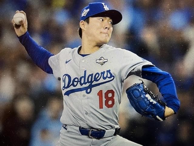 山本由伸WS優勝/MVP記念レプリカWS/34パッチ付ジャージL/US限定品