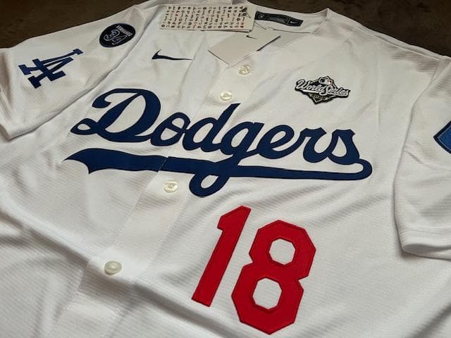 山本由伸WS優勝/MVP記念レプリカWS/34パッチ付ジャージL/US限定品